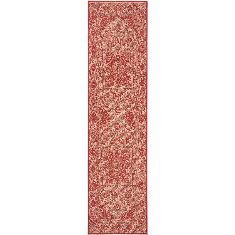 Beach House BHS139 POWER LOOMED Indoor/Outdoor Runner Rug - Red/Creme - 2'2"x6' - Safavieh