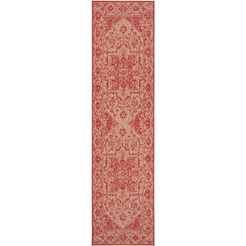 Red Synthetic Non-Slip Stain-Resistant 26" x 6" Area Rug