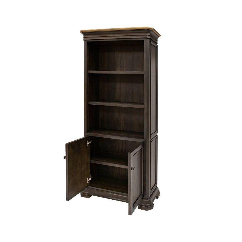 78" Sonoma Bookcase with Doors Brown - Martin Furniture: Arched Design, No Assembly Required