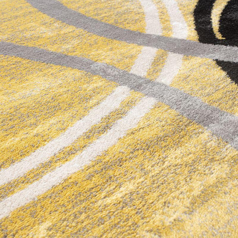 Modern Abstract Yellow 3'3"x5' Synthetic Easy Care Area Rug