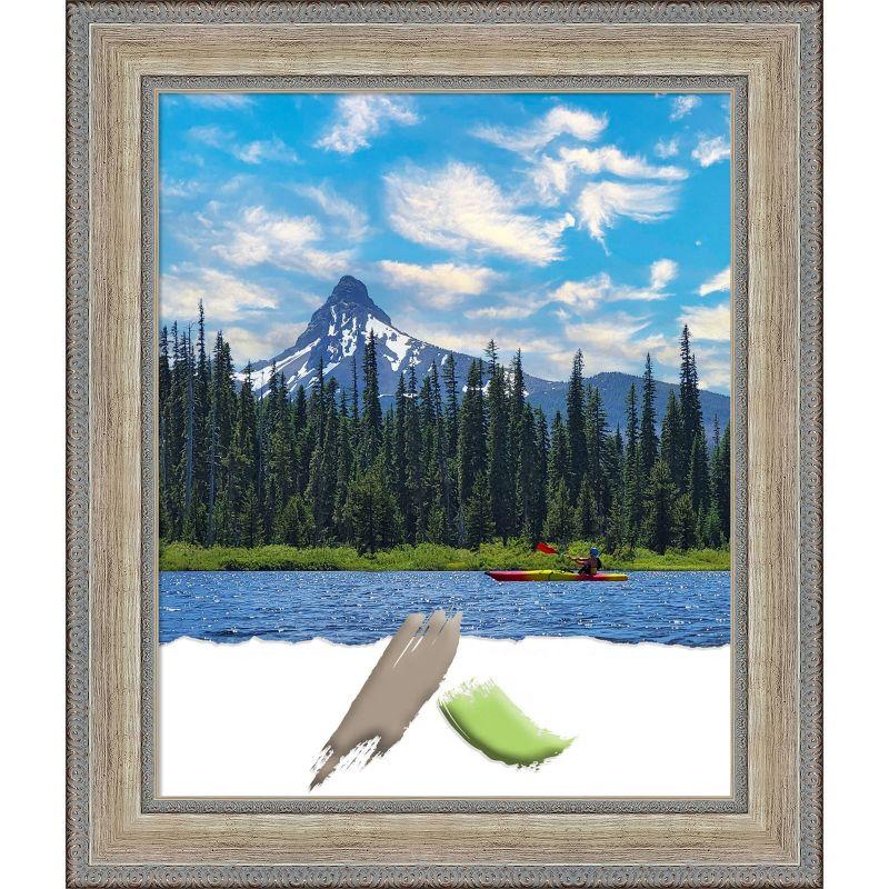 18"x22" Opening Size Wood Picture Frame Art Fleur Silver - Amanti Art: Modern Style, Acrylic Glazing, Wall Mount