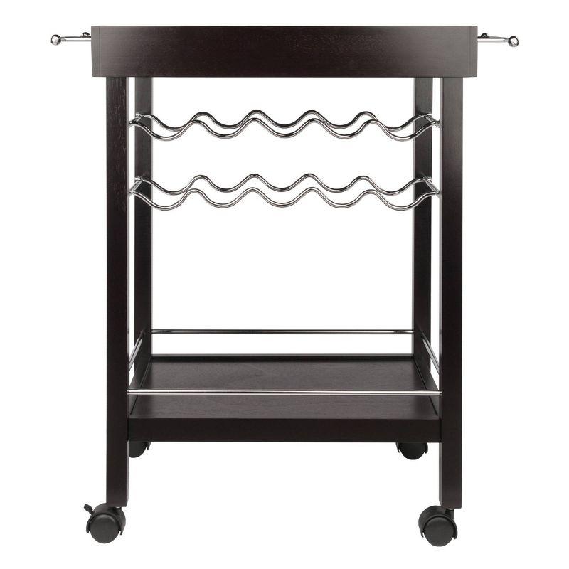 Johnnie Bar Cart Dark Espresso - Winsome: Hardwood Beverage Trolley with Wine Storage, 30 Day Limited Warranty
