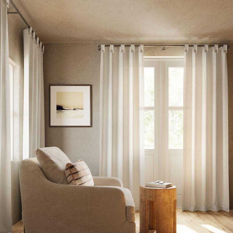 40"x63" Archaeo Light Filtering Cotton Blend Button Tab Top Curtain Panel Cream: Transitional Off-White Curtain