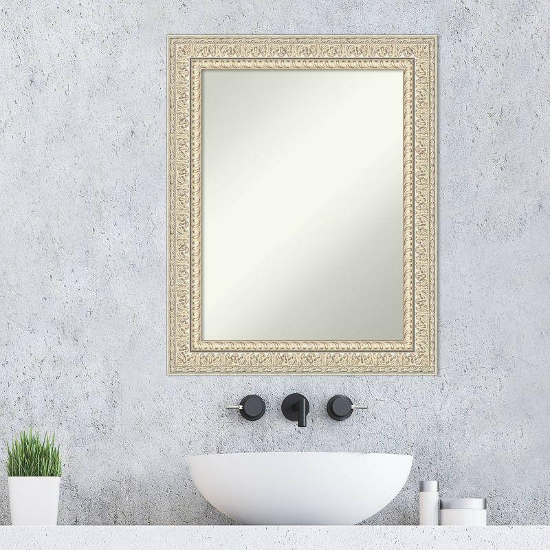 24" x 30" Fair Baroque Wood Wall Mirror, Cream - Amanti Art: Rectangle, No Assembly Required