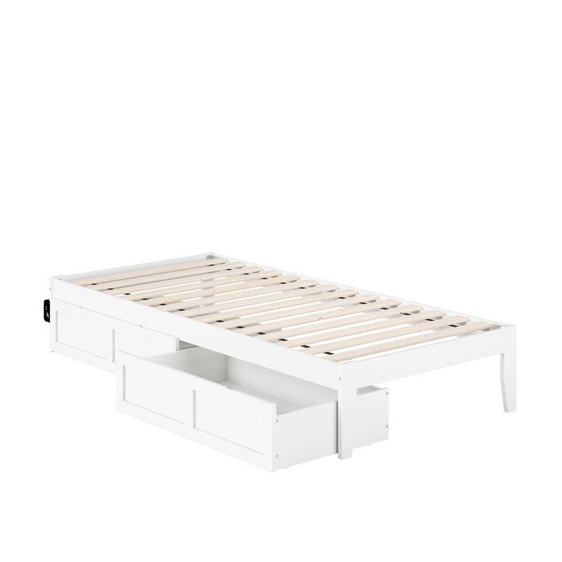 Twin Colorado Bed with USB Turbo Charger & 2 XL Drawers White - AFI: No Box Spring Required, Mid-Century Modern