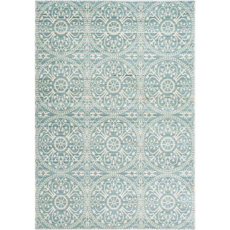 Alpine Cream Hand-Knotted Synthetic Medallion Area Rug 5' x 8'