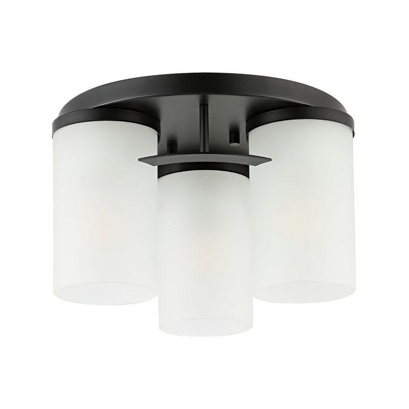 Jeffra Black and Acid Glass 3-Light Flush Mount