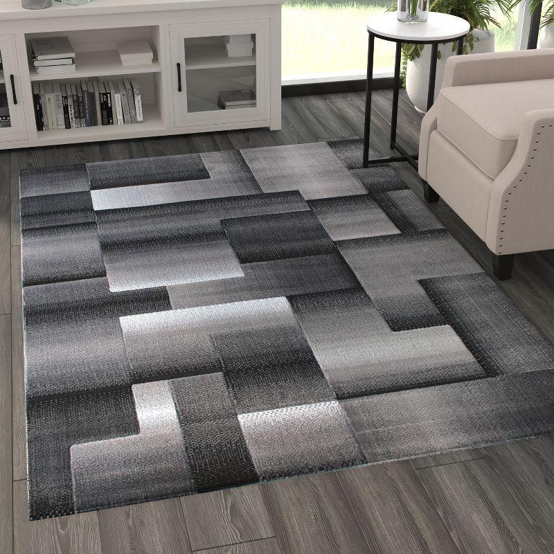 Masada Rugs Trendz Collection 5'x7' Modern Contemporary Area Rug in Black, White and Gray-Design Trz861