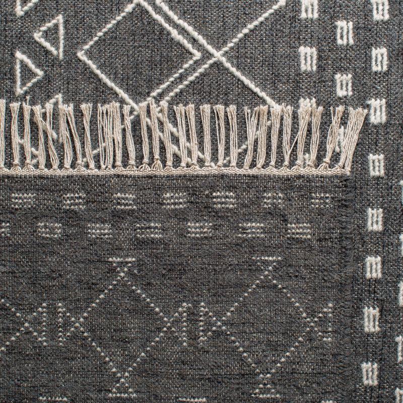 Charcoal and Ivory Wool Flat Woven 4' x 6' Area Rug