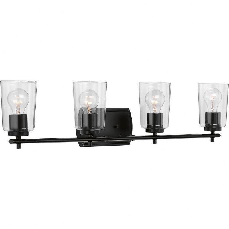 Progress Lighting Adley 4-Light Bath Vanity in Black with Clear Glass Shades