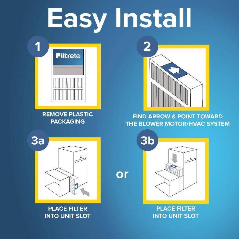 Filtrete 20" x 25" x 4" Slim Fit Allergen Bacteria and Virus Deep Pleat Air Filter 1550 MPR: MERV 12, Electrostatic, Furnace Filter