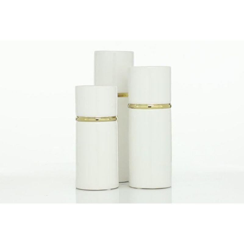 Set of 3 Modern Cylindrical Ceramic Vases White - Olivia & May