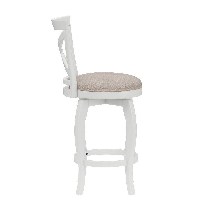 Hillsdale Furniture 25" Ellendale Wood Counter Height Barstool White: Nautical Style, Matte Finish, Polyester Upholstery