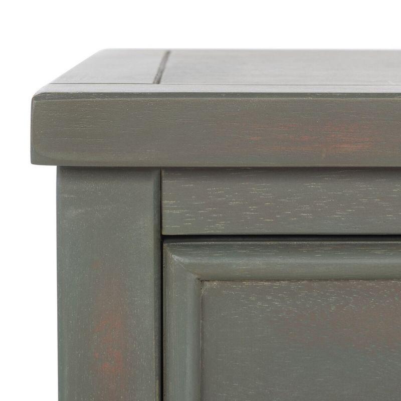 Transitional Ash Grey Elm Wood Nightstand with Metal Pulls