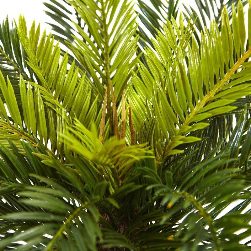 Nearly Natural 23-in Cycas in White Planter