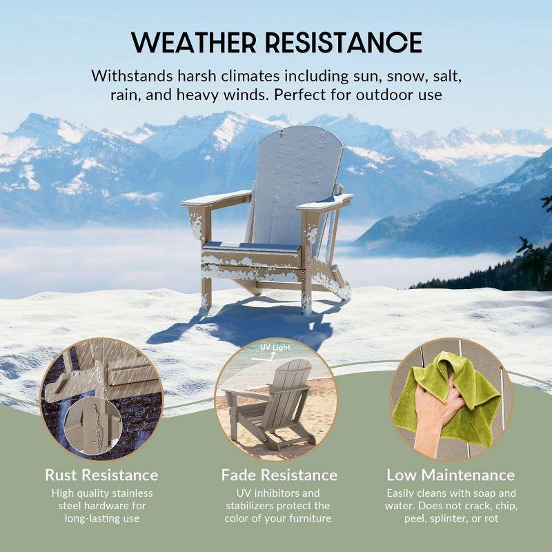WestinTrends Malibu HDPE Outdoor Patio Folding Adirondack Chair (Set of 4), Weather Wood