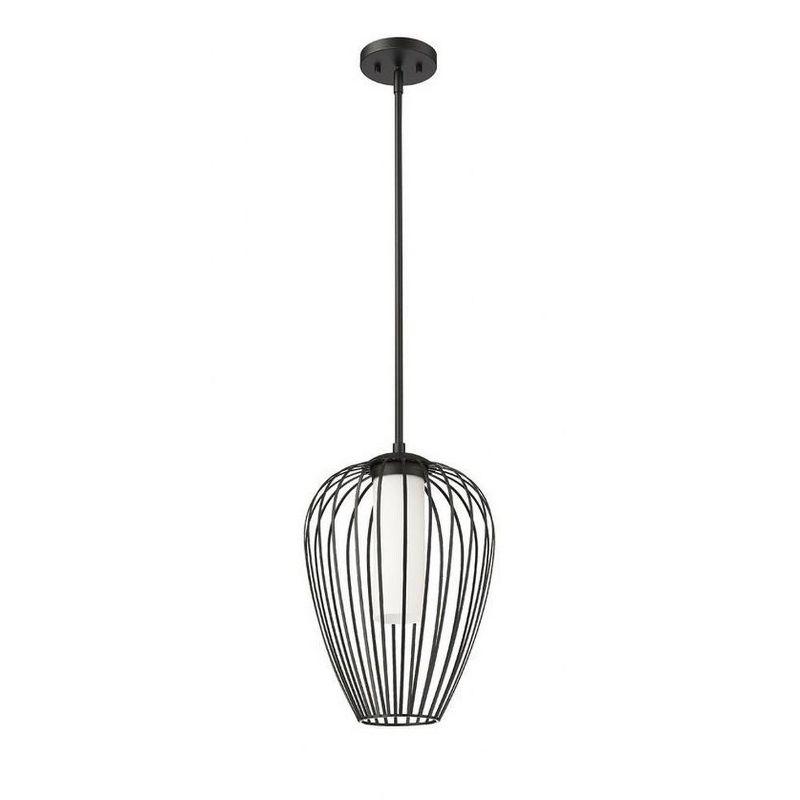 Modern Matte Black Tulip Pendant Light with Glass Shade