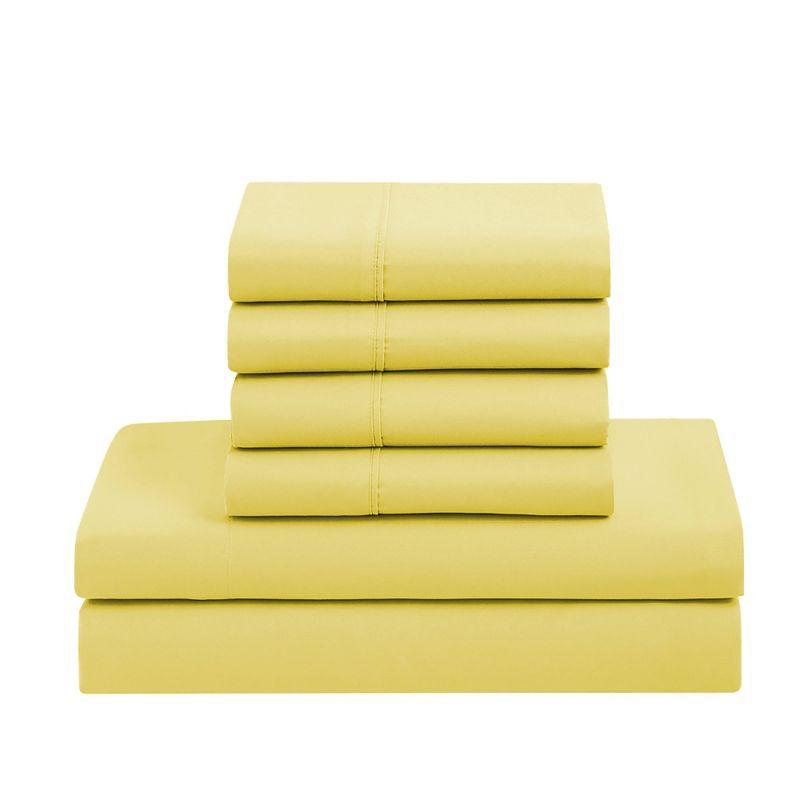 Bed-in-A-Bag Solid Color Comforter & Sheet Set Soft All Season Bedding, Twin XL, Yellow