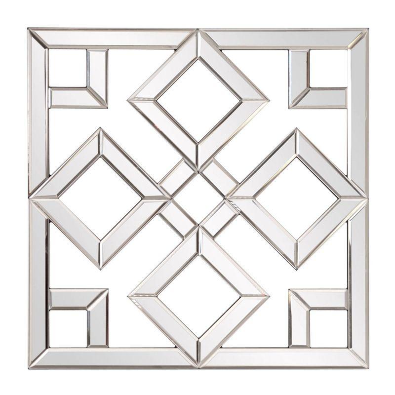 Howard Elliott 20"x20" Moira Decorative Accent Lattice Square Wall Mirror: Modern Style, Wood Frame, No Assembly Required
