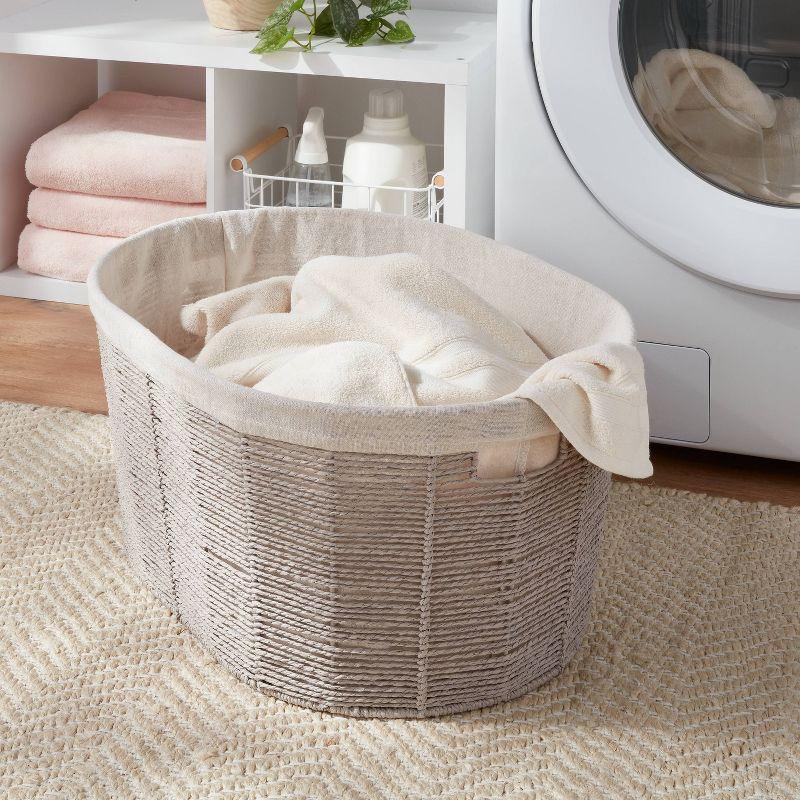 Twisted Paper Rope Oval Laundry Basket - Brightroom™: Gray, Removable Liner, 252 Volume, 2 Handles, FSC Certified