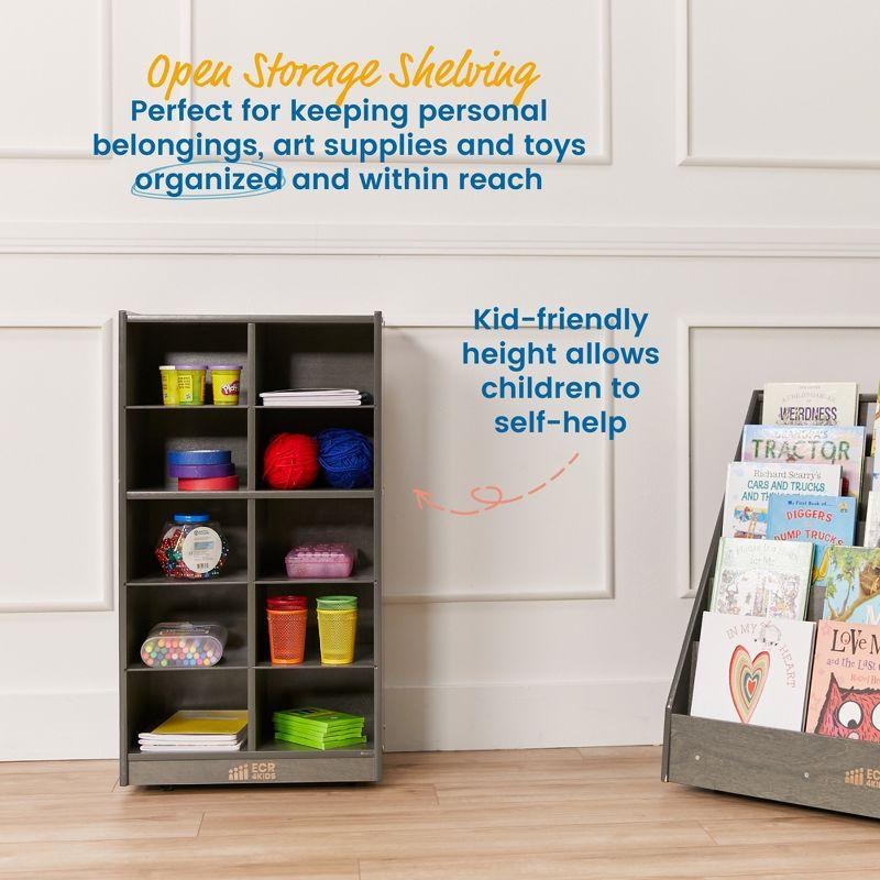 ECR4Kids 10 Cubby Mobile Tray Storage Cabinet, 5x2, Classroom Furniture