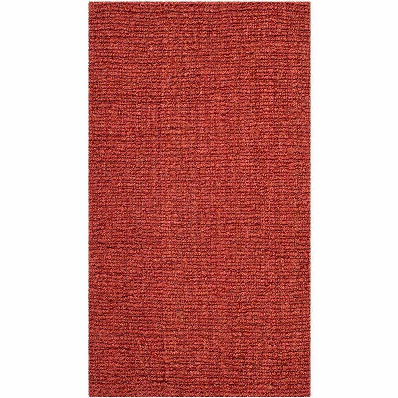 Rust Handwoven Wool and Cotton Reversible Area Rug