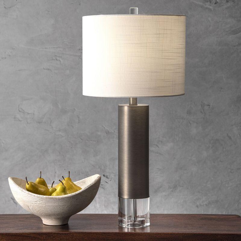 Warwick Contemporary 28" Gray Metal Table Lamp with Linen Shade