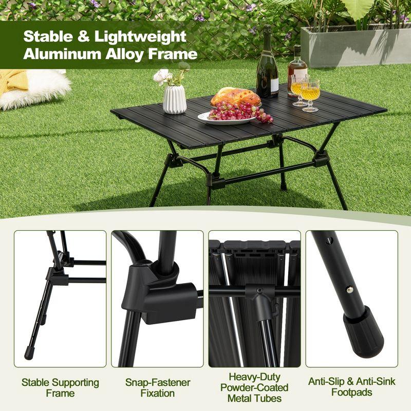 Costway Heavy-Duty Aluminum Camping Table, Folding Outdoor Picnic Table with Carrying Bag