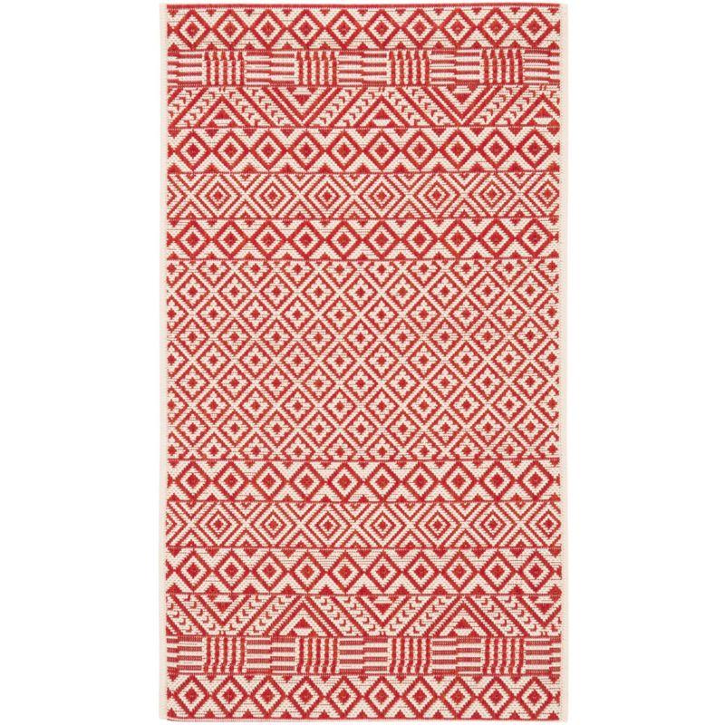 Courtyard CY6235 Power Loomed Indoor and Outdoor Accent Rug - Beige/Red - 2'x3'7" - Safavieh
