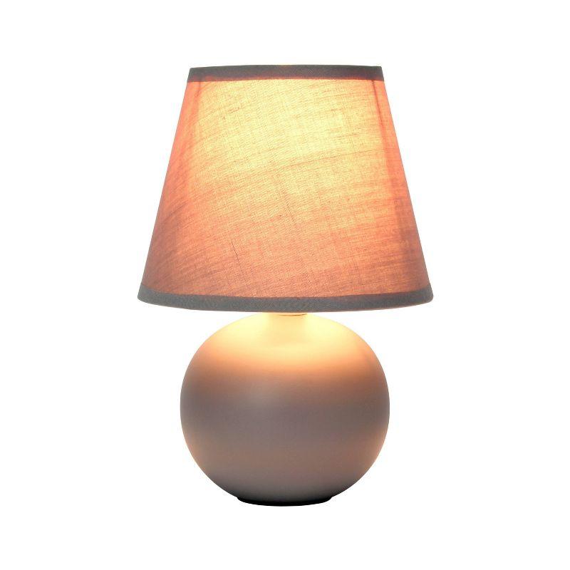Simple Designs 8.66" Compact Ceramic Globe Table Lamp with Stylish Shade (Includes LED Light Bulb) Gray