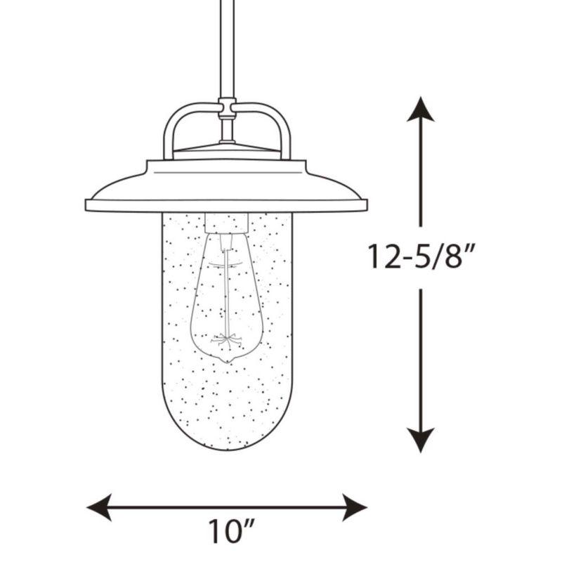 Progress Lighting Beaufort 1-Light Hanging Lantern, Steel, Black Finish, Clear Seeded Glass Shade