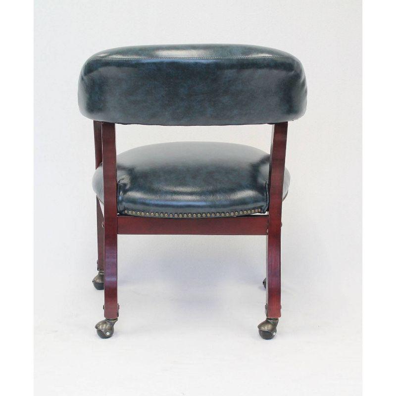 Captain's Chair with Casters Blue - Boss Office Products: Vinyl Upholstery, Fixed Height, Nailhead Trim