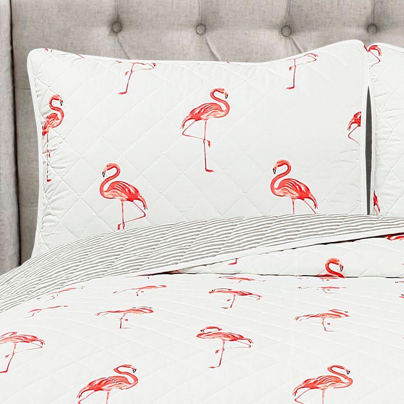 Coral Kelly Flamingo Quilt Set - Lush Décor