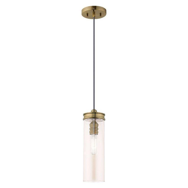 Livex Lighting Art Glass 1 - Light Pendant in  Antique Brass