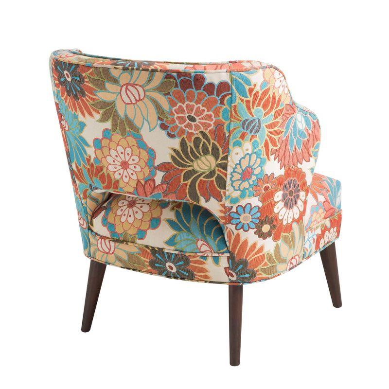 Maren Open Back Accent Chair Peach: Madison Park, Upholstered, Botanical Pattern, Living Room Furniture