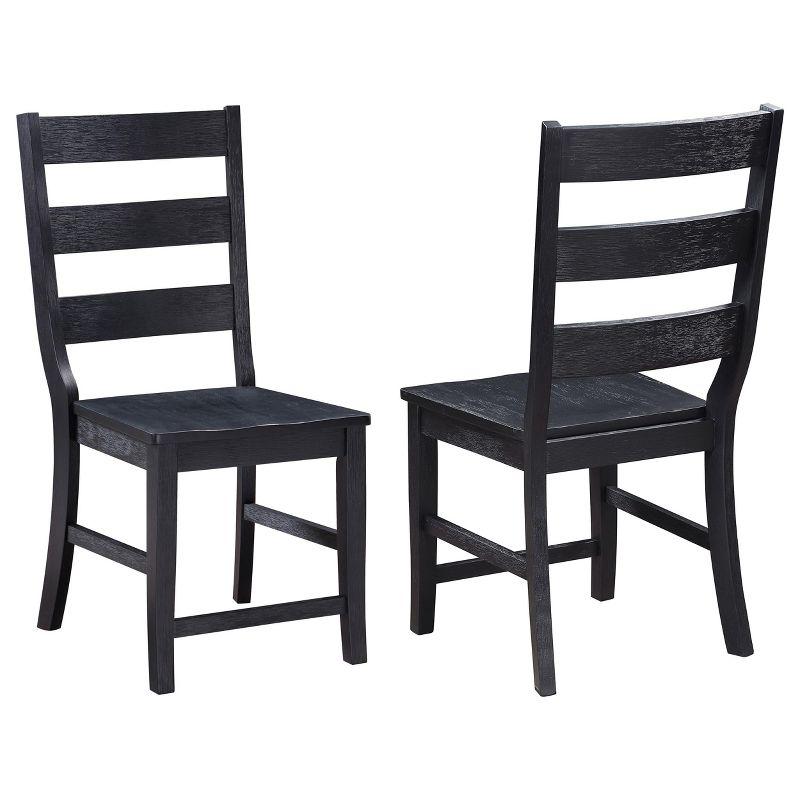 Black Tall Ladder Back Wood Dining Chairs, Set of 2