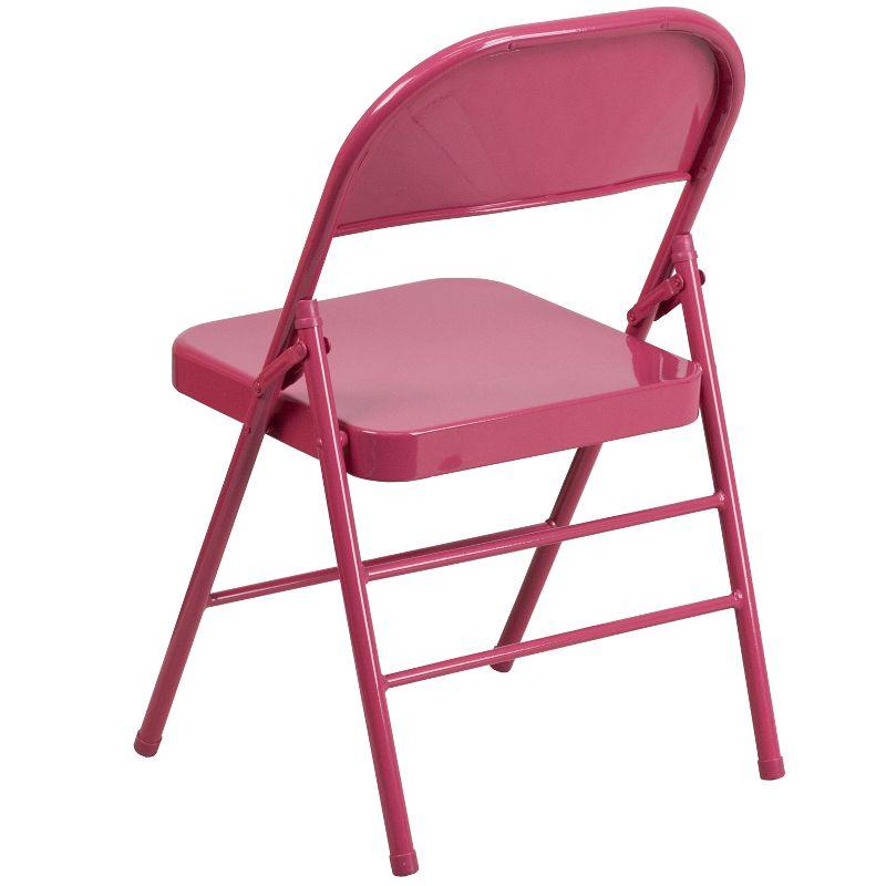 Flash Furniture 2 Pack HERCULES COLORBURST Series Shockingly Fuchsia Triple Braced & Double Hinged Metal Folding Chair