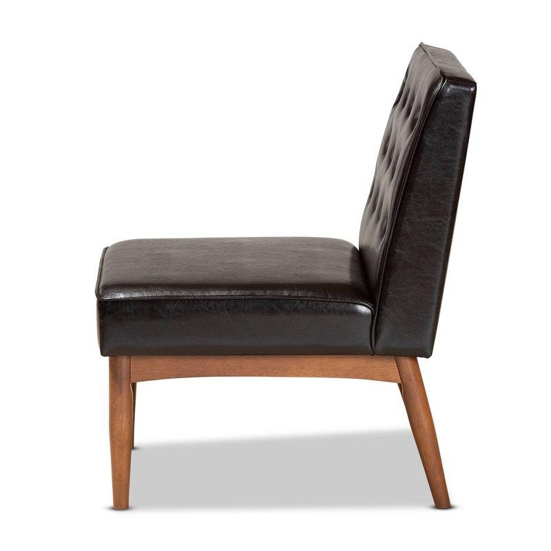 Riordan Wood Dining Chair Dark Brown/Walnut Brown - Baxton Studio: Faux Leather Upholstery, Armless Design