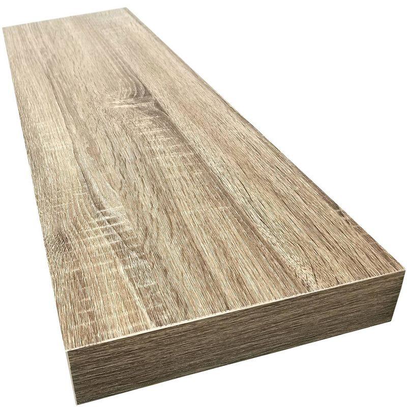 InPlace 42" Floating Shelf Wall Mounted Hidden Brackets Rustic Wood: Modern Decor, MDF, Smooth Finish, Includes Mounting Hardware