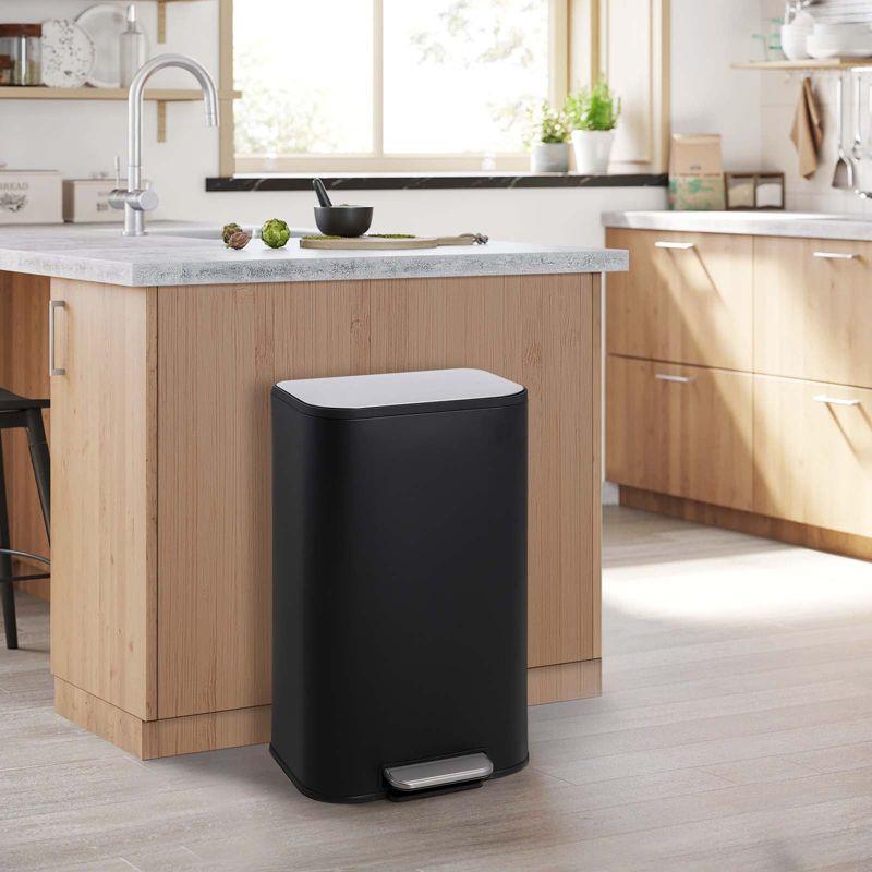Sangdo Bathroom Trash Can, Small Step Waste Bin with Foot Pedal & Removable Inner Bucket