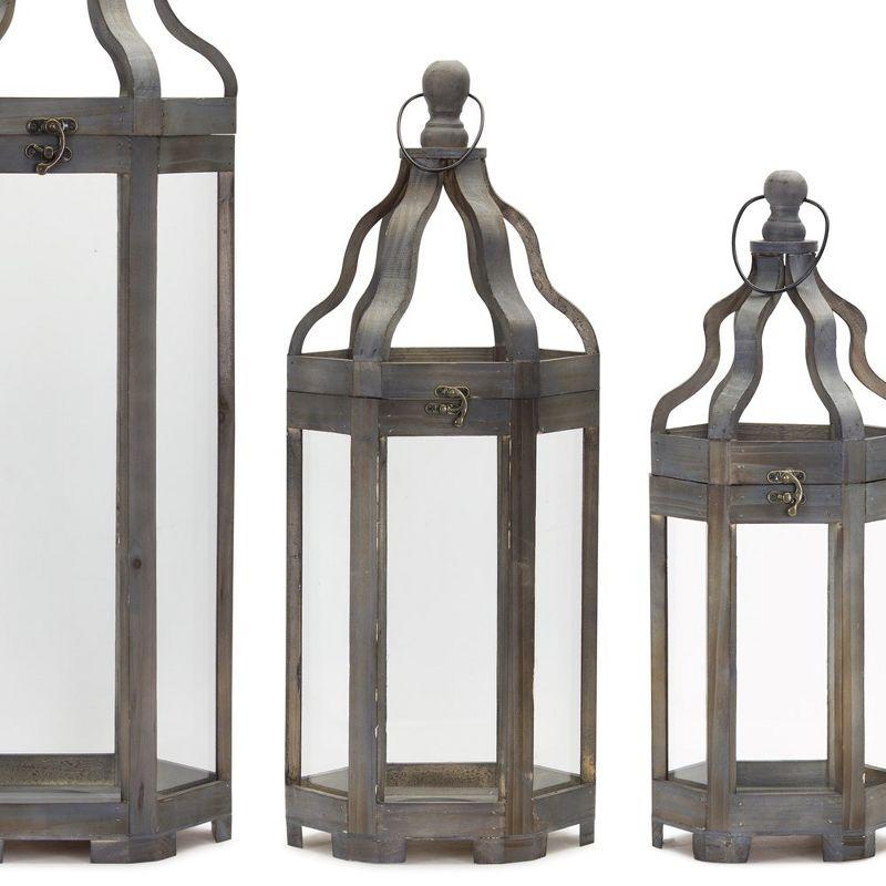 Melrose Wood Floor Lantern (Set of 3)