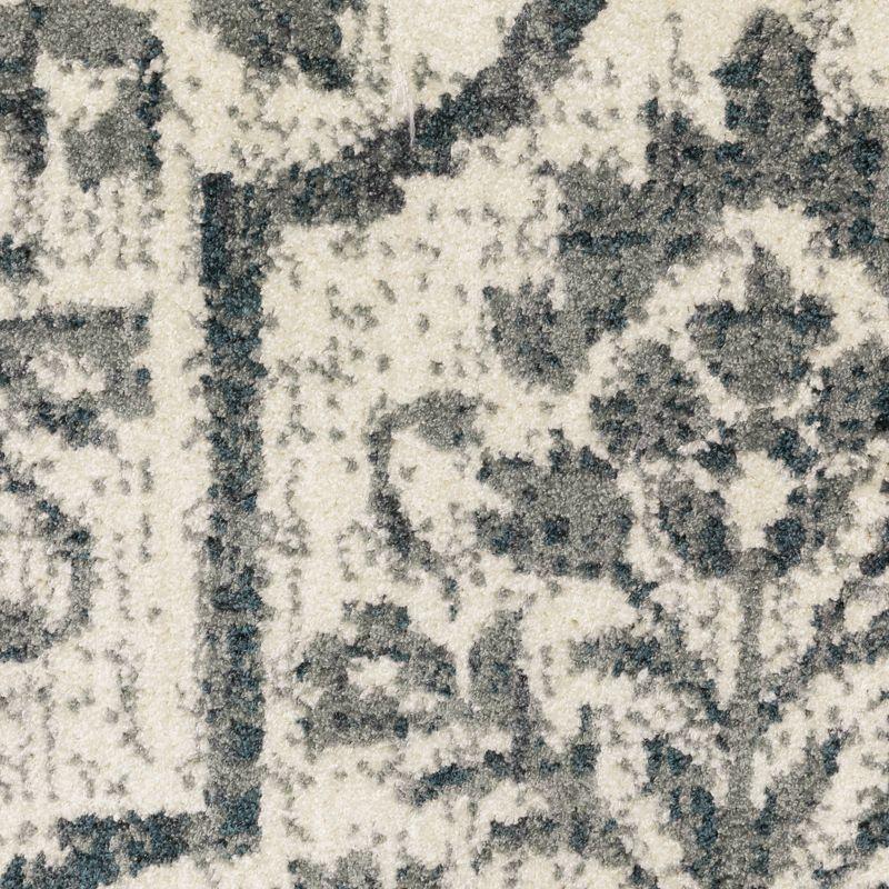 9'10"x12'10" Farrah Floral Trellis Area Rug Ivory/Blue - Captiv8e Designs: Bohemian, Low Pile, Fade & Stain-Resistant