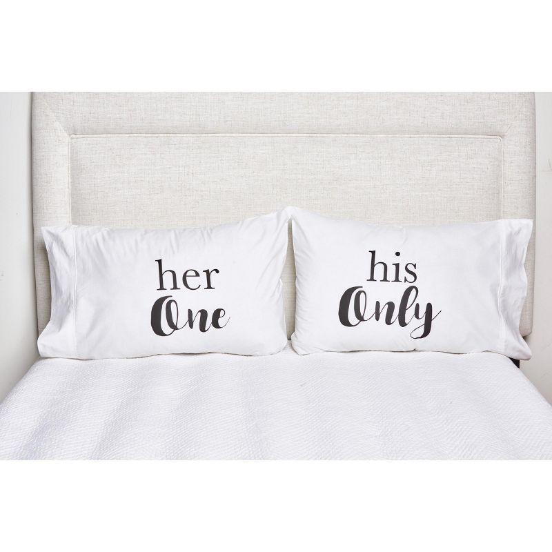 His & Hers White Cotton Standard Pillowcase Set