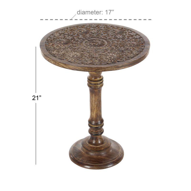 Carved Mango Wood Accent Table Brown - Olivia & May: Handcrafted, Traditional Style, Indoor Use