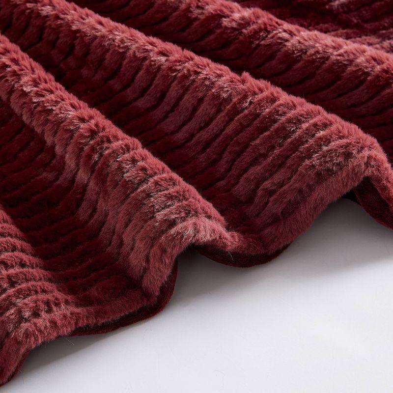 Eddie Bauer Eddie Bauer Ribbed Textured Stripe Solid Plush Throw Blanket