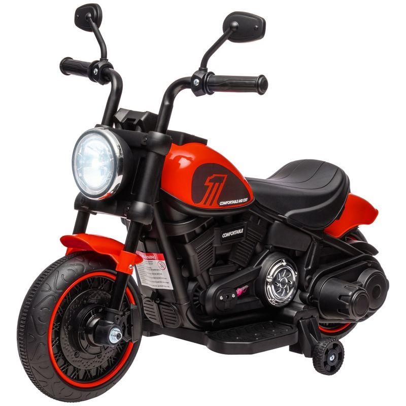 Aosom Kids Motorcycle with Training Wheels, 6V Battery-Operated Motorbike for Kids with SIngle-Button Start, Headlight, for 18-48 Months