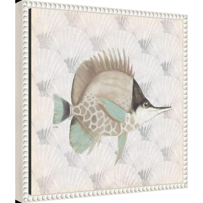 Amanti Art Neutral Vintage Fish III by Elizabeth Medley Canvas Wall Art Print Framed 16 x 16-in.