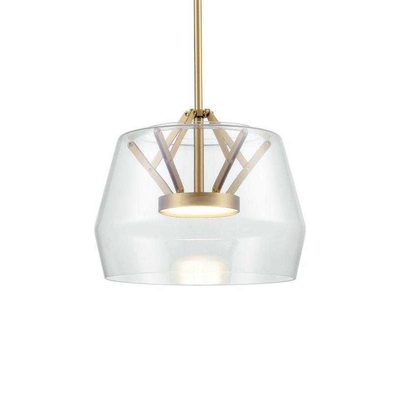 Deco Brushed Gold LED Pendant with Geometric Glass Shade