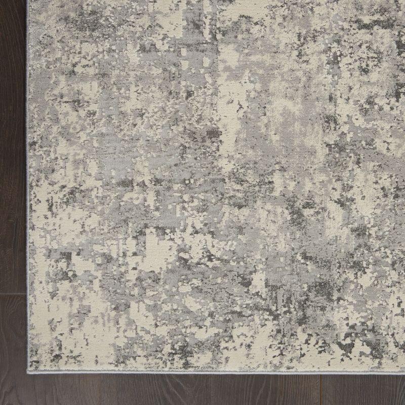 Gray and Beige Abstract Synthetic Area Rug 4' x 6'