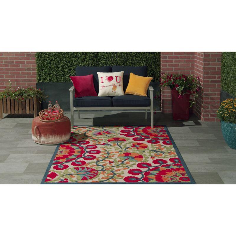 Grey and Multicolor Floral Flat Woven Synthetic Area Rug